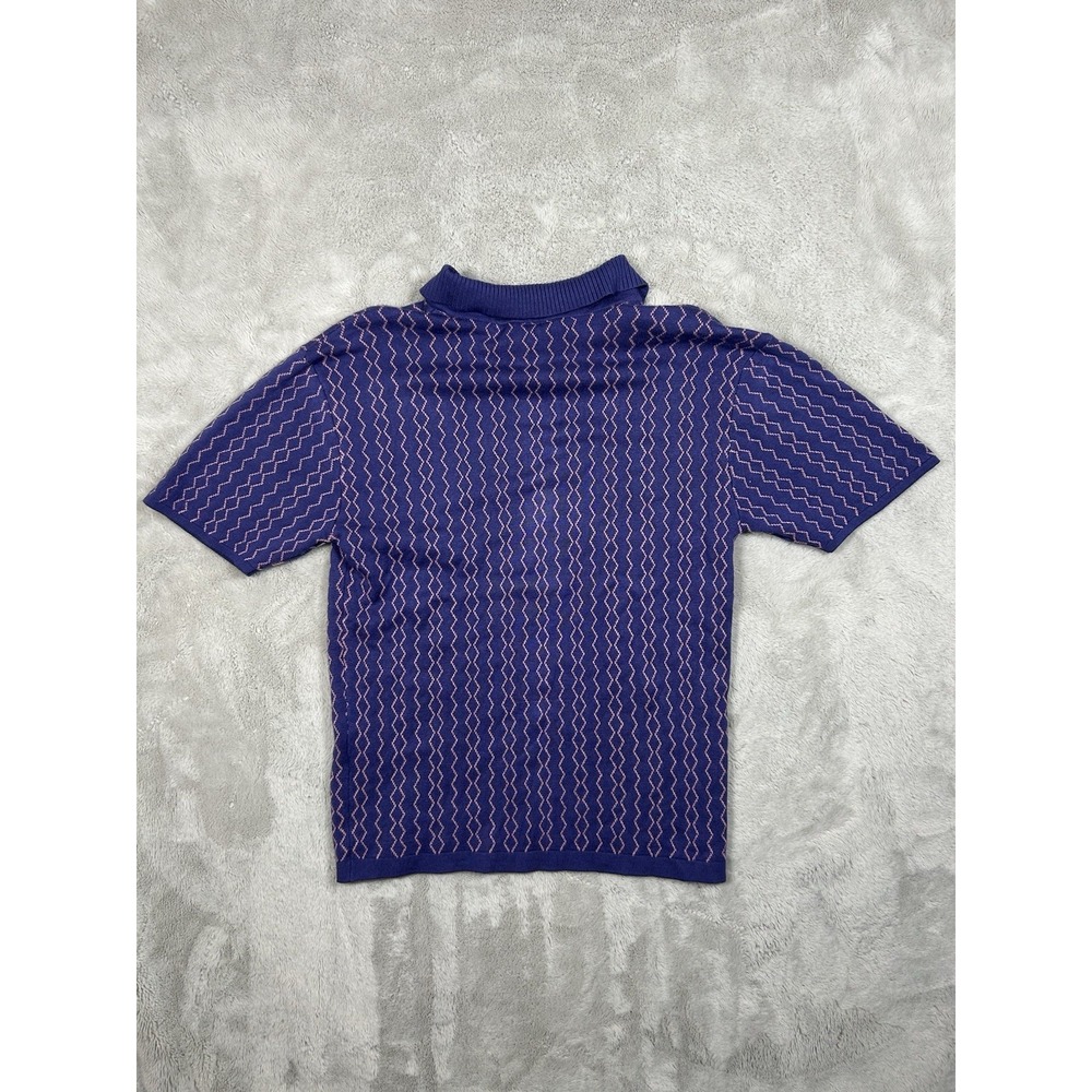 Coney Island Picnic Men Sweater Small Purple Pink Button Up Short Sleeve Collar - Picture 5 of 5